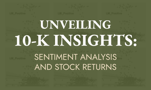 Thumbnail with 10-K Sentiments shown over a tinted green scatterplot with regression