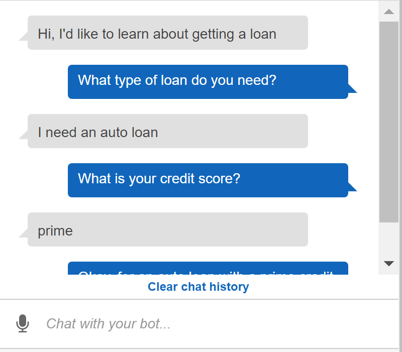 Thumbnail of a discussion with a loan chatbot.